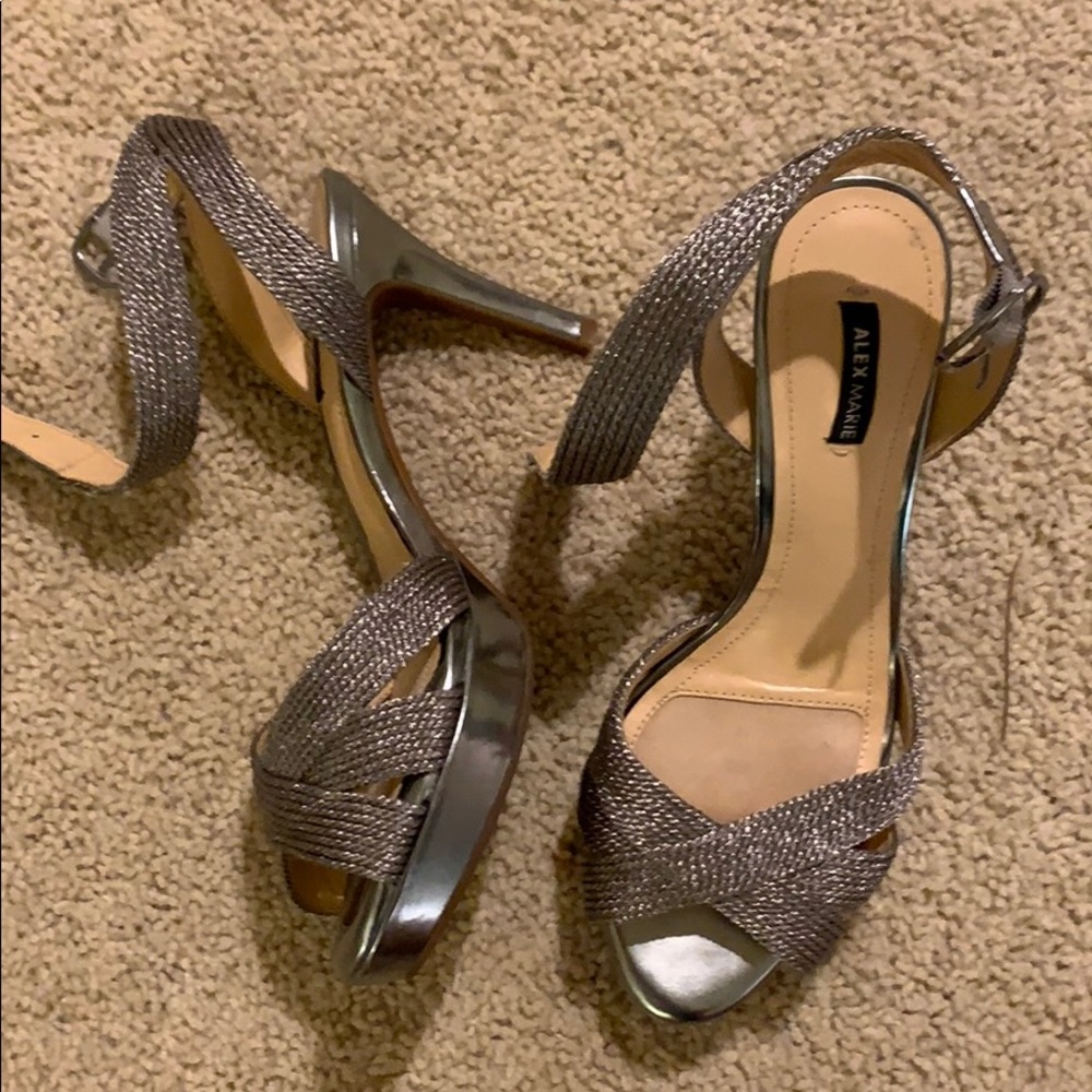 Metallic silver heels